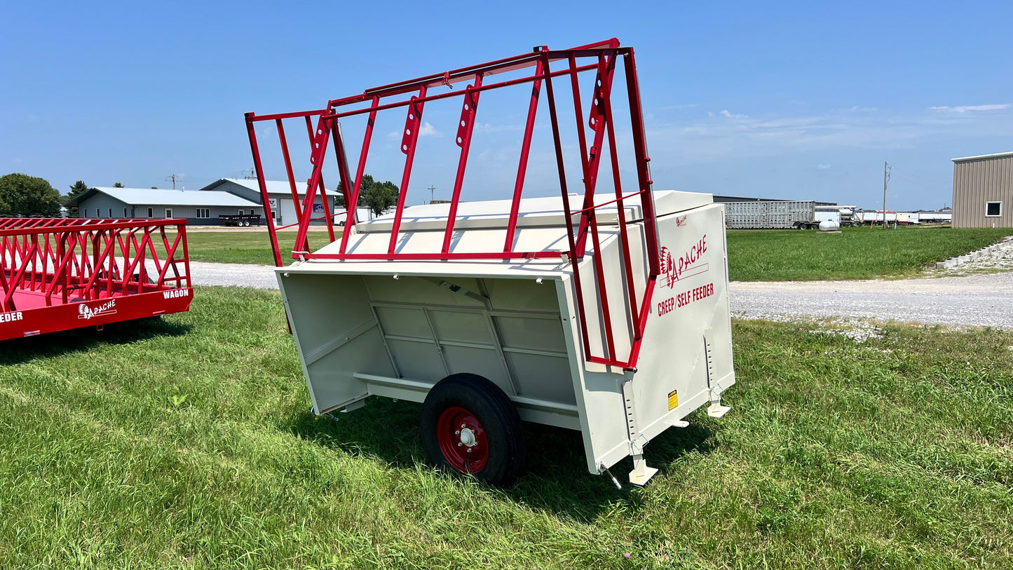 Apache Equipment 70 Creep/Self Feeder | Length 8' | Capacity 70 Bushel | Portable & Skid | For Daily Feeding Pressure