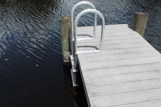 RIO MARINE CUSTOMS | 3-Step Big Foot Ladder | Model LD3BF | 18 5/8" W x 36" H | 3¼" Grooved Rungs | Universal Dock & Seawall