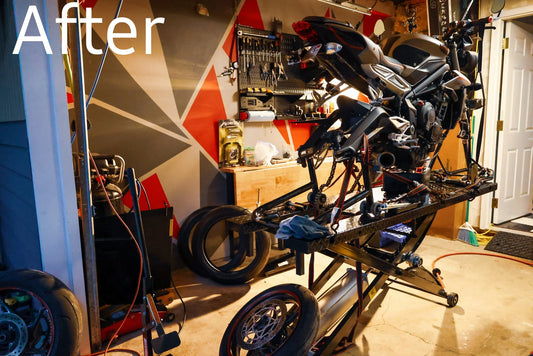 Black Widow Deluxe Motorcycle Shop Kit | Model BW-SK-D | Platform Size 78" x 47" | Lift Height Range Up To 33" | Capacity 1,000 lb | For Street, Touring & Cruiser Bikes