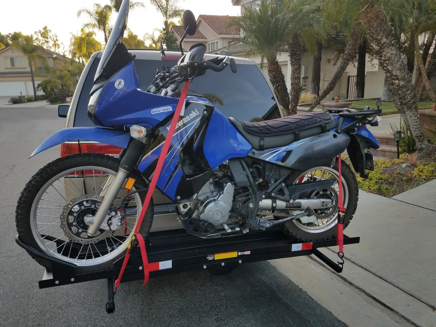 Black Widow Heavy Duty Motorcycle Carrier | Model MCC-600 | Track Size 79" x 7.75" | Capacity 600 lb | For Class III & IV Hitches