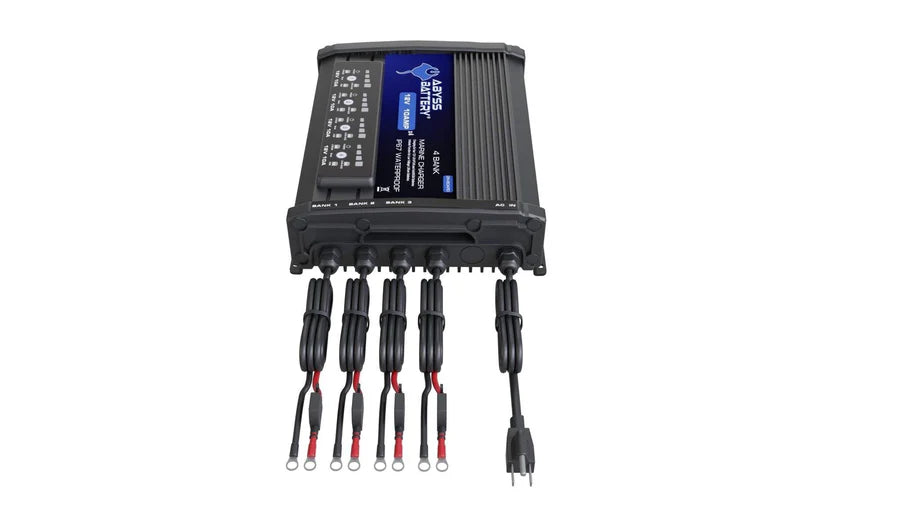 ABYSS® | 4 Bank 12V On-Board Marine Battery Charger | Model AB-CRG-12V-4B | 40A Total Output | For LiFePO₄, AGM & Lead Acid Batteries