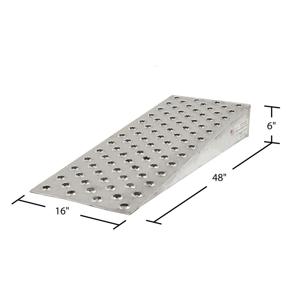 Heavy Duty Ramps Aluminum Shipping Container Wedge Ramps | Model 10-16-048-WEDGE | Size 48" L x 16" W | Capacity 10,000 lb. | Horsepower 23 HP | For 6" Lip Shipping Containers