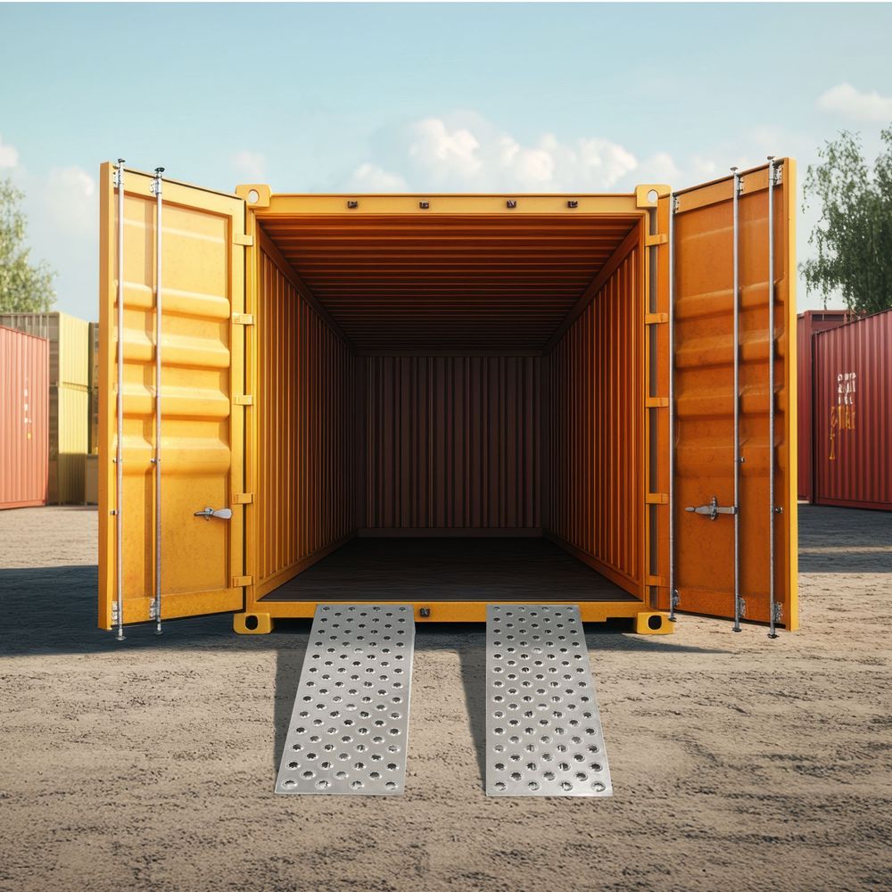 Heavy Duty Ramps Aluminum Shipping Container Wedge Ramps | Model 10-16-048-WEDGE | Size 48" L x 16" W | Capacity 10,000 lb. | Horsepower 23 HP | For 6" Lip Shipping Containers