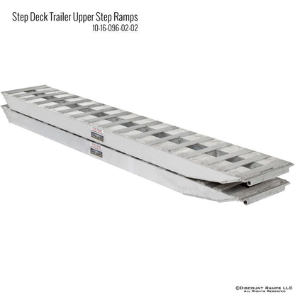 Heavy Duty Ramps Aluminum Trailer Ramps | Model 10-16-096-02-02 | Size 8' L x 16" W | 10,000 lb. Capacity per Axle | Horsepower 23 HP | For Step Deck & Utility Trailers