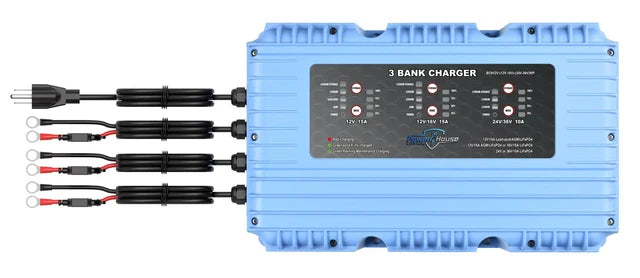 Power House Lithium 3-Bank Waterproof Battery Charger | Model BCH12V | 12V/16V/24V/36V