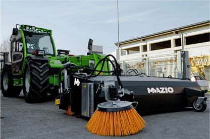 Mazio Industrial Type Pick-Up Broom | Model SPZ-12i To SPZ-26i | Width 1460 To 2910 mm | Capacity 250 To 540 Litres | For Wheel Loaders