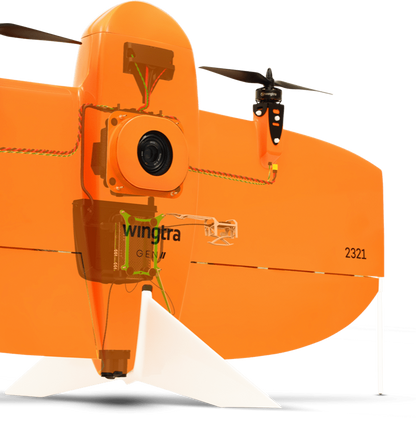 Wingtra | Wingtra One GEN II | VTOL Mapping Drone | 61 MP | Up to 59 Min Flight Time | 16 m/s Flight Speed  | 6-25 MP Camera GIS & Engineering