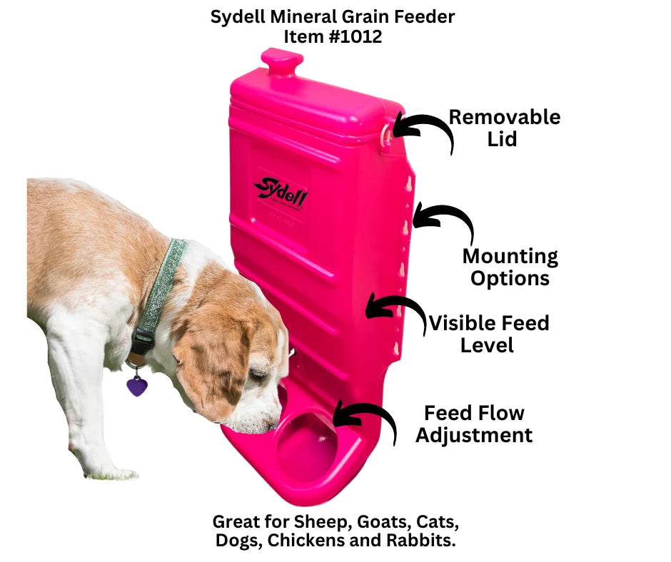 Sydell Pink Poly Mineral & Grain Feeder | #1012 | Capacity 25 lb | For Sheep, Goats & Small Livestock