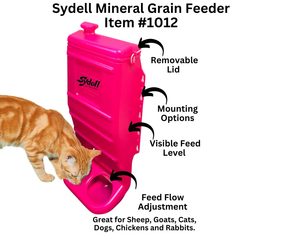 Sydell Pink Poly Mineral & Grain Feeder | #1012 | Capacity 25 lb | For Sheep, Goats & Small Livestock