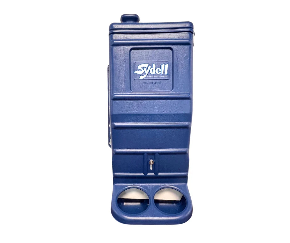 Sydell Blue Poly Mineral & Grain Feeder | #1013C / #1013 | 25 lb Capacity | For Sheep & Goat