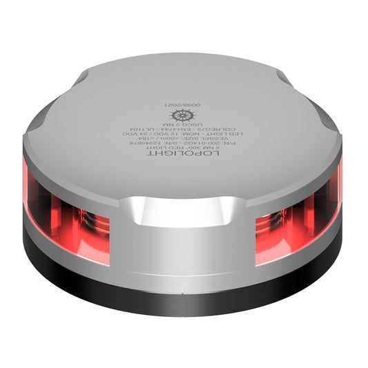 Lopolight 360-Degree Red Nav Light - 2NM - Silver Housing w/FB Base [201-014-FB]