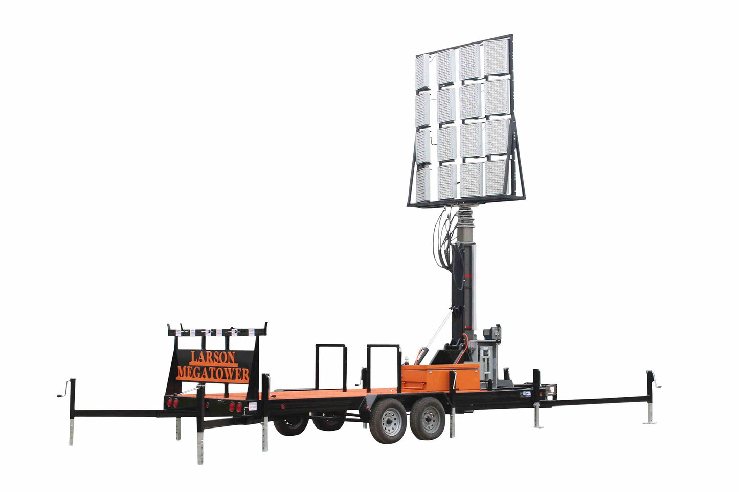 Larson Electronics MegaTower 50' Pneumatic Megatower™ - 21 Foot Trailer - Extends 22-58 Feet - (16) 480 Watt LED Lights