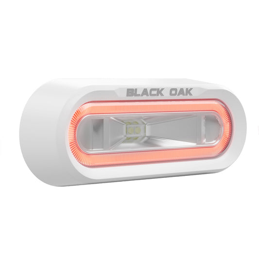 Black Oak Low Pro Off Road Spreader Light - Bracket Mount - White Housing - Red LED [MLPS-R]