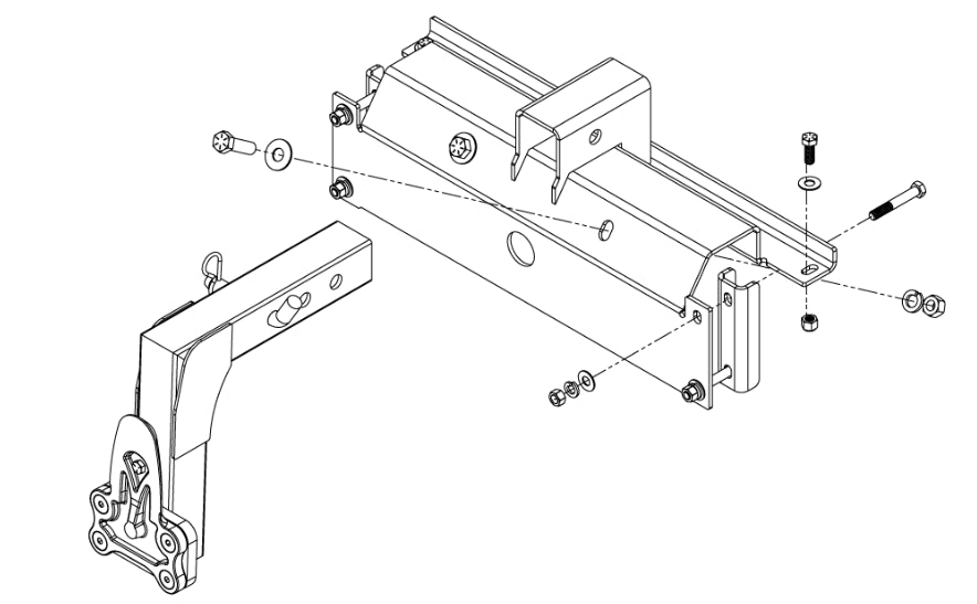 Umount Hustler – FasTrak Zero Turn Mount | 2” Receiver Hook | Bolt-On Installation