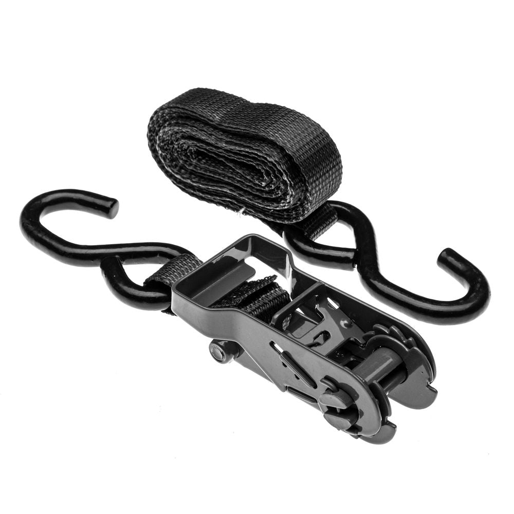 Black Widow Ratchet Tie-Down Straps with S-Hooks (8-Pack) | Model 10RAT-S-8B | 10" x 1" | Capacity 1,000 lb | 4 To 90+ HP | For Motorcycles, ATVs & UTVs
