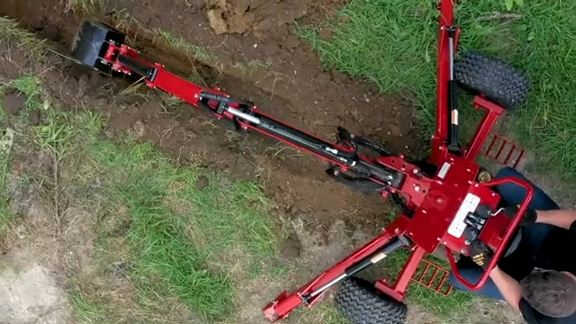 HitchDoc DirtMaster Towable Backhoe | Model KW55 | Digging Depth 78” inches | Horsepower 8.4 HP | For ATVs, UTVs & Small Utility Vehicles