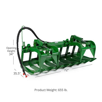 Titan Attachments Root Grapple Bucket | Standard Series | Overall Width 60", 72" Inches | Horsepower 30-60 HP | For Tractors