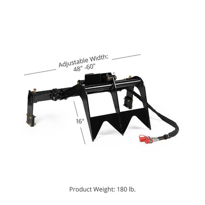 Titan Attachments Bolt-On Grapple | Adjustable 48″–84″ Width | 30″ Jaw Opening | 3,000 PSI Cylinder | 10–20 GPM | For Skid Steer