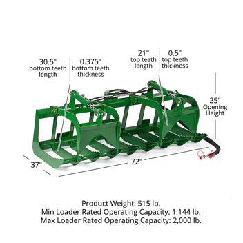 Titan Attachments Economy Root Grapple Bucket | Overall Width 48", 60", & 72" Inches | Horsepower 25-60 HP | For Tractor