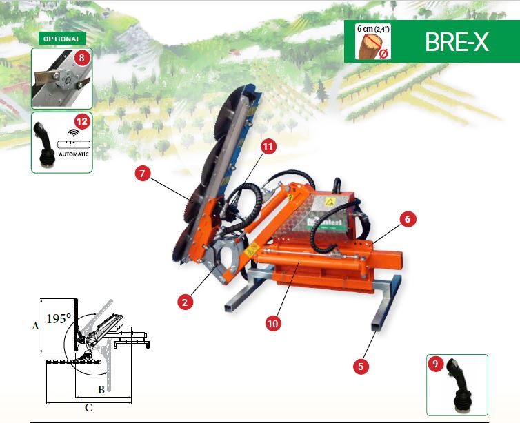 Rinieri BRE-X Bush Cutter Machine BRE-X 3 - 4 Discs | 39"-55" Cutting Width for Front Loader