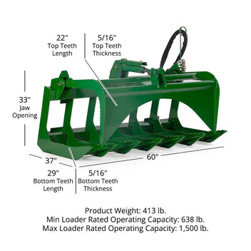 Titan Attachments Root Grapple Bucket | Grade 50 Economy Series | Overall Width 48" & 60" Inches | HorsePower 25 to 50 HP | For Tractor