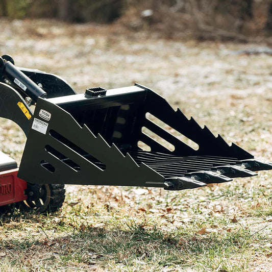 Titan Attachments Skeleton Rock Bucket With Teeth | 40.5" Width | 2.5" Tine Spacing | Oil Flow 8–13 GPM | For Mini Skid Steers