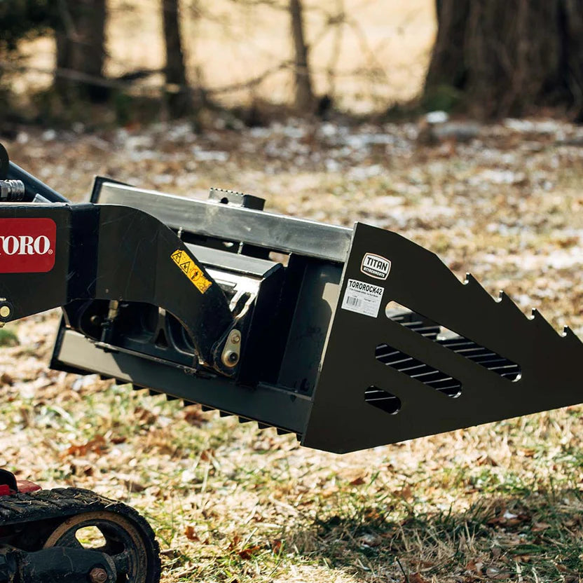 Titan Attachments Skeleton Rock Bucket With Teeth | 40.5" Width | 2.5" Tine Spacing | Oil Flow 8–13 GPM | For Mini Skid Steers