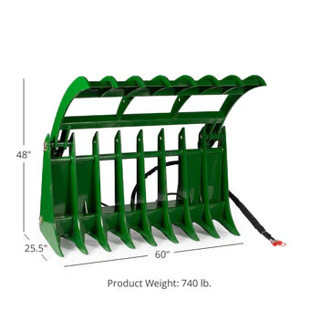 Titan Attachments Root Grapple Rake | Overall Width 60" & 72" inches | Horsepower 40-75 HP | For Tractors