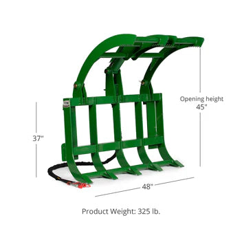 Titan Attachments Economy Root Grapple Rake | Overall Width 48" inches | Horsepower 25+ HP | For Tractors