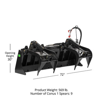 Titan Attachment Manure Tine Grapple Bucket | Overall Width 60" & 72" inches | Hydraulic Flow 11-20 GPM | For Skid Steer