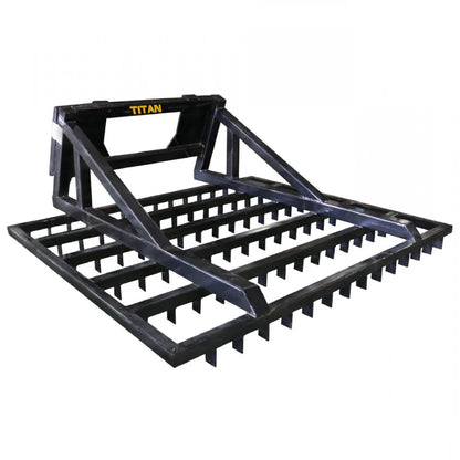 Titan Attachments Terra Monster Dirt Grader & Leveler | 72″ Width | 84 Offset Steel Teeth | 565 lb | 12–25 GPM | For Skid Steers