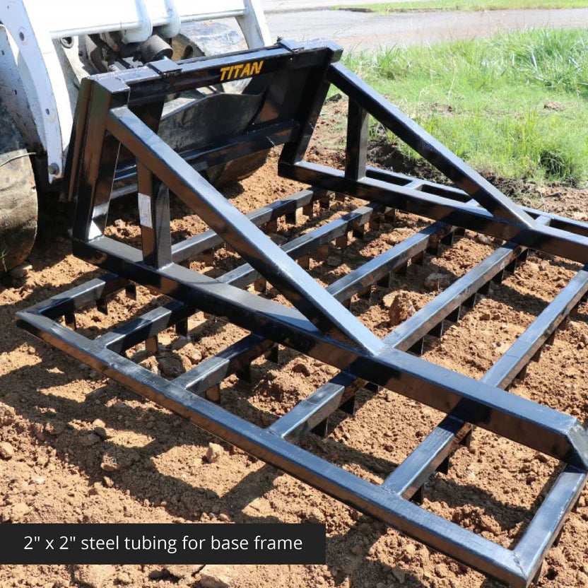 Titan Attachments Terra Monster Dirt Grader & Leveler | 72″ Width | 84 Offset Steel Teeth | 565 lb | 12–25 GPM | For Skid Steers
