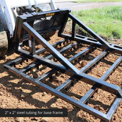 Titan Attachments Terra Monster Dirt Grader & Leveler | 72″ Width | 84 Offset Steel Teeth | 565 lb | 12–25 GPM | For Skid Steers