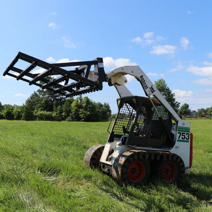 Titan Attachments Terra Monster Dirt Grader & Leveler | 72″ Width | 84 Offset Steel Teeth | 565 lb | 12–25 GPM | For Skid Steers
