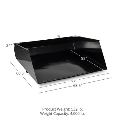 Titan Attachments Dump Bucket | Forklift Mounted | 65" Width| 532 lbs | 36" Cat II Forks | 90° Dump Angle | 45–75 HP | For Tractor