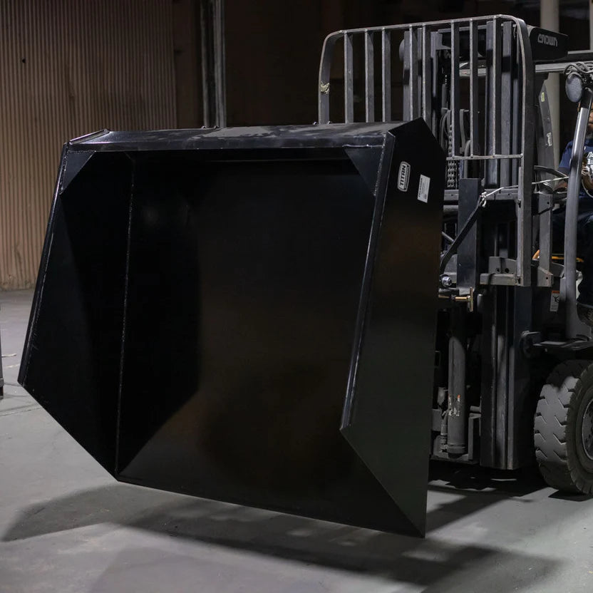 Titan Attachments Dump Bucket | Forklift Mounted | 65" Width| 532 lbs | 36" Cat II Forks | 90° Dump Angle | 45–75 HP | For Tractor