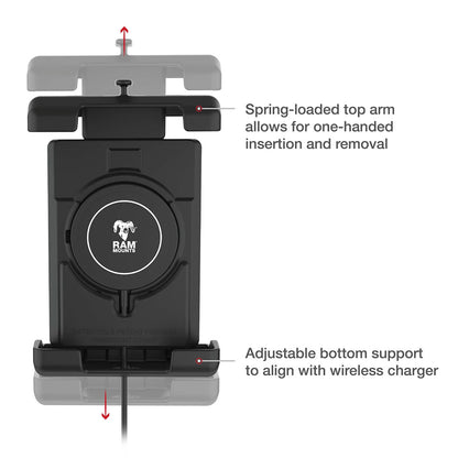 Ram Mount RAM Quick-Grip Pro XL w/Ball  Qi2 15W Wireless Charger [RAM-HOL-PD7B-W2MU]