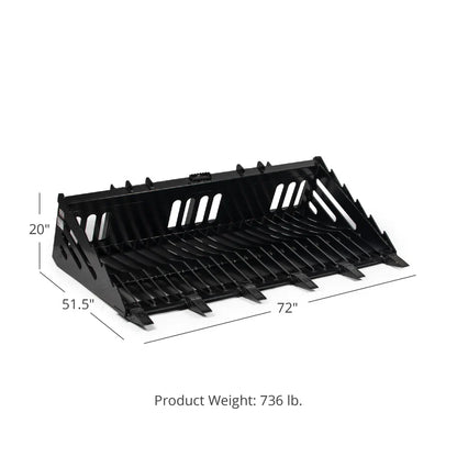 Titan Attachments Skeleton Rock Bucket | 3" Tine Spacing | 562–772 lb | Oil Flow 12–25 GPM | For Skid Steers