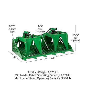 Titan Attachments Rock Grapple Bucket | Fine Grade Skeleton | Overall Width 72" Inches | Horsepower 50-75 HP | For Tractors