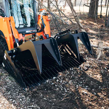 Titan Attachments Rock Grapple Rake | Fine Grade Skeleton | Overall Width 60", 72" & 82" Inches | Hydraulic Flow 11-20 GPM  | Horsepower 50-75 HP | For Skid Steer & Tractor