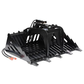 Titan Attachments Rock Grapple Rake | Fine Grade Skeleton | Overall Width 60", 72" & 82" Inches | Hydraulic Flow 11-20 GPM  | Horsepower 50-75 HP | For Skid Steer & Tractor