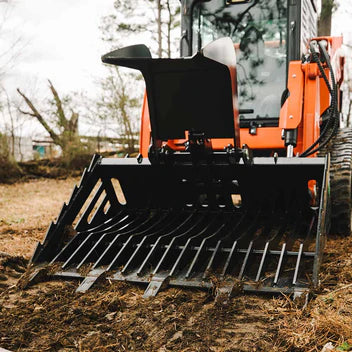 Titan Attachments Rock Grapple Rake | Fine Grade Skeleton | Overall Width 60", 72" & 82" Inches | Hydraulic Flow 11-20 GPM  | Horsepower 50-75 HP | For Skid Steer & Tractor