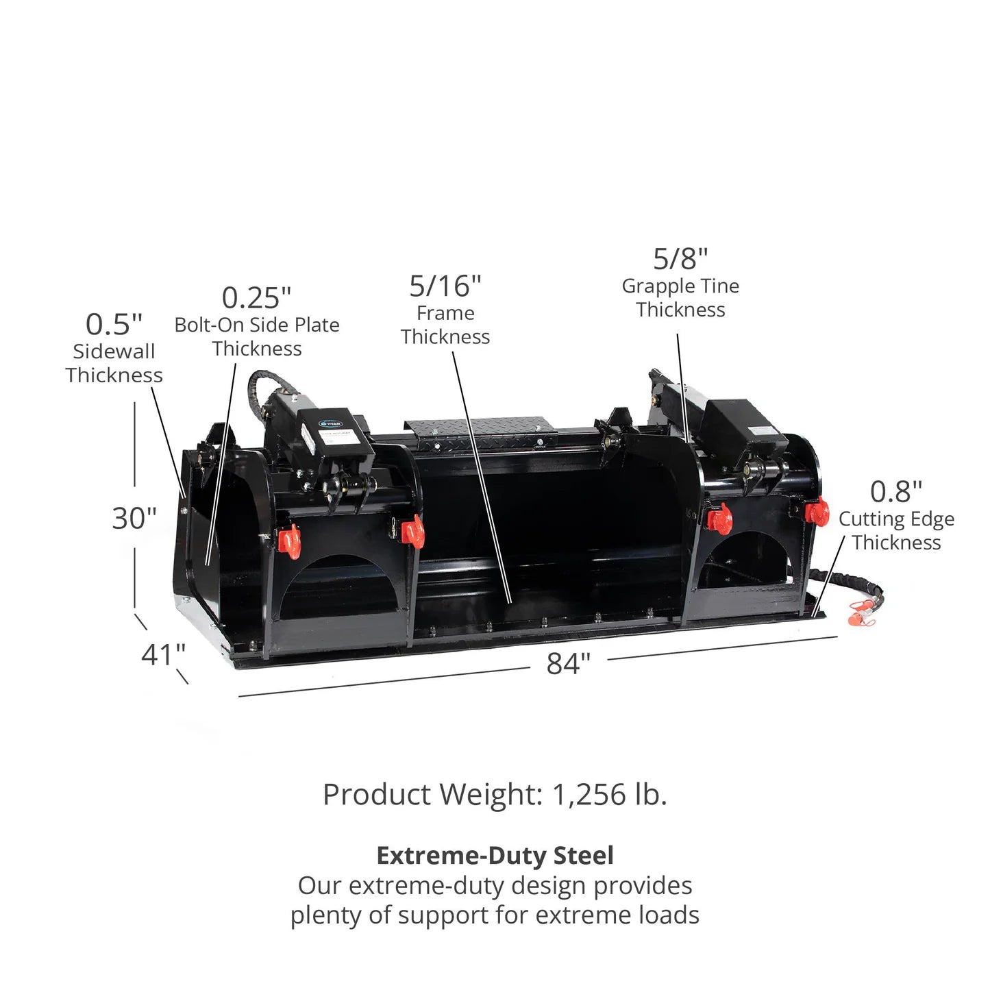 Titan Attachments 72" & 84" Demolition Grapple Bucket For Skid Steer