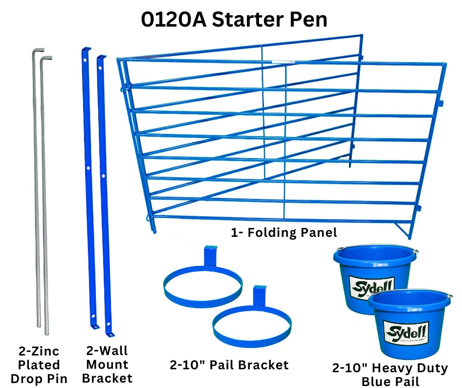 Sydell Folding Starter Lambing & Kidding Pen | #0120A / #0120A-G | 5–10 ft | Wall-Mount | For Sheep & Goats