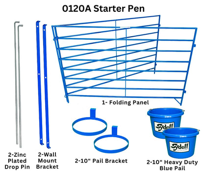 Sydell Folding Starter Lambing & Kidding Pen | #0120A / #0120A-G | 5–10 ft | Wall-Mount | For Sheep & Goats
