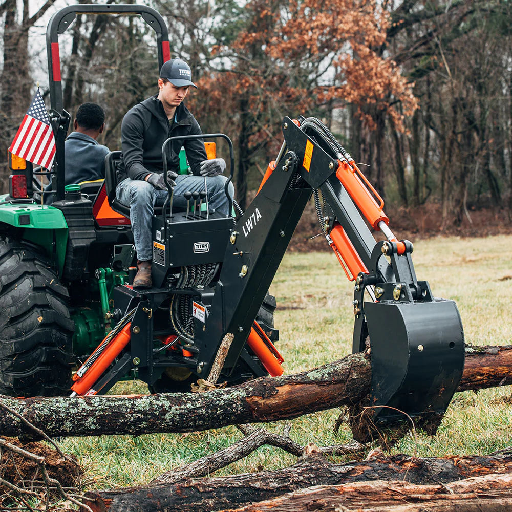 Backhoe Ripping Frost Titan Attachments 3-Point Backhoe with Thumb Excavator – Ripping It ...