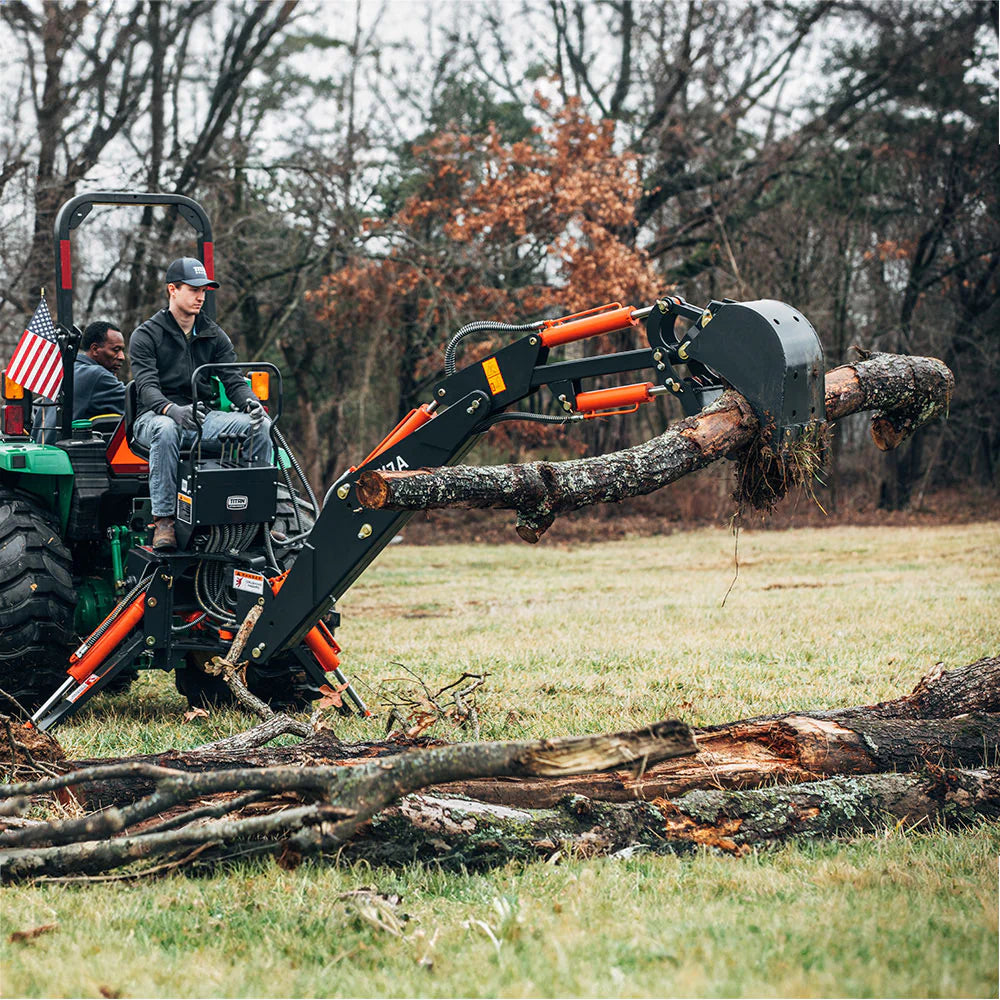 Backhoe Ripping Frost Titan Attachments 3-Point Backhoe with Thumb Excavator – Ripping It ...