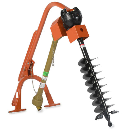 Titan Attachments 3 Point Hitch Post Hole Digger | Standard Series | 6"–12" Auger Options | 24" Dig Depth | 33" Pin-to-Pin Width | 30–60 HP | For Tractors