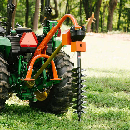 Titan Attachments 3 Point Hitch Post Hole Digger | Standard Series | 6"–12" Auger Options | 24" Dig Depth | 33" Pin-to-Pin Width | 30–60 HP | For Tractors