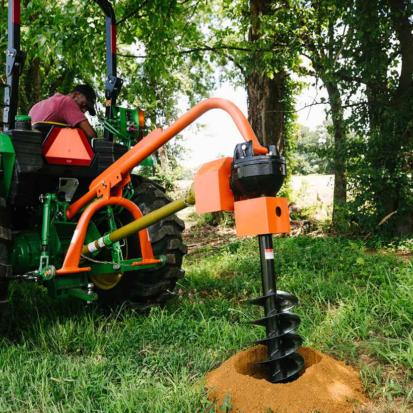 Titan Attachments 3 Point Hitch Post Hole Digger | Standard Series | 6"–12" Auger Options | 24" Dig Depth | 33" Pin-to-Pin Width | 30–60 HP | For Tractors